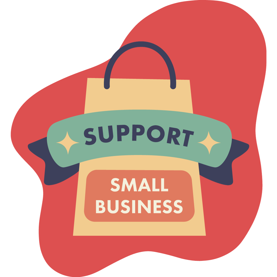 Icon representing a shopping bag that encourages you to support small businesses